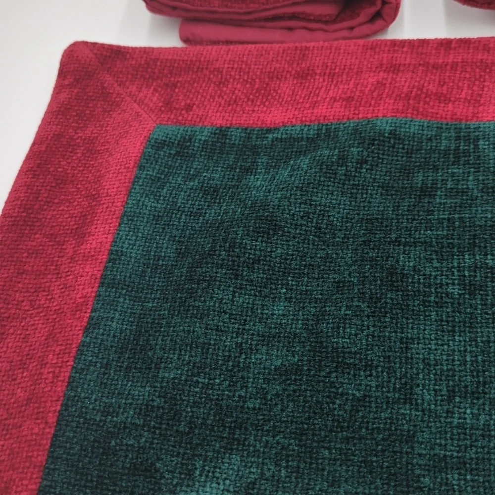Vintage Moose Place Mat Embroidered Red Green Set Of 4 Chenille Cotton 13x7